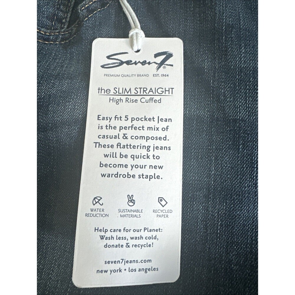 Seven7 Women's Plus Size High Rise Slim Straight Cuff Jeans Avalon Blue 20W - Picture 8 of 10